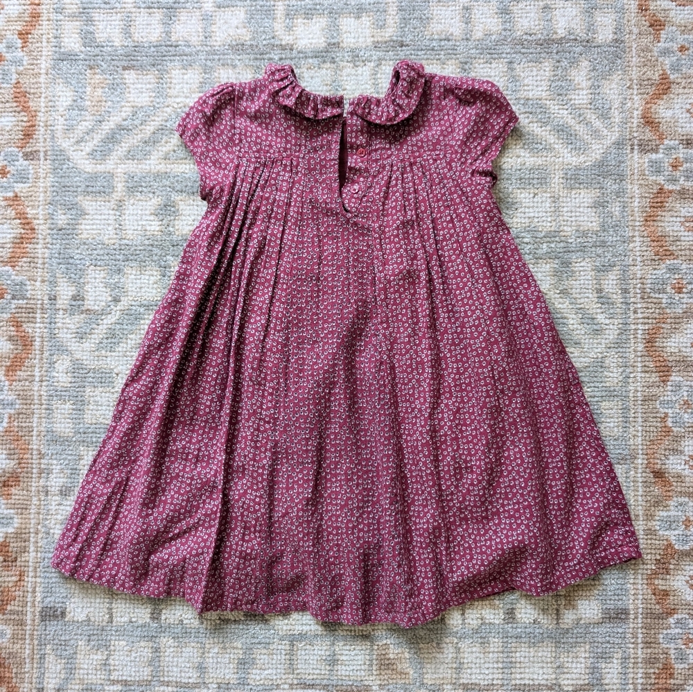 Monoprix Flannel Ruffle Dress In Maroon - Picture 5 of 9